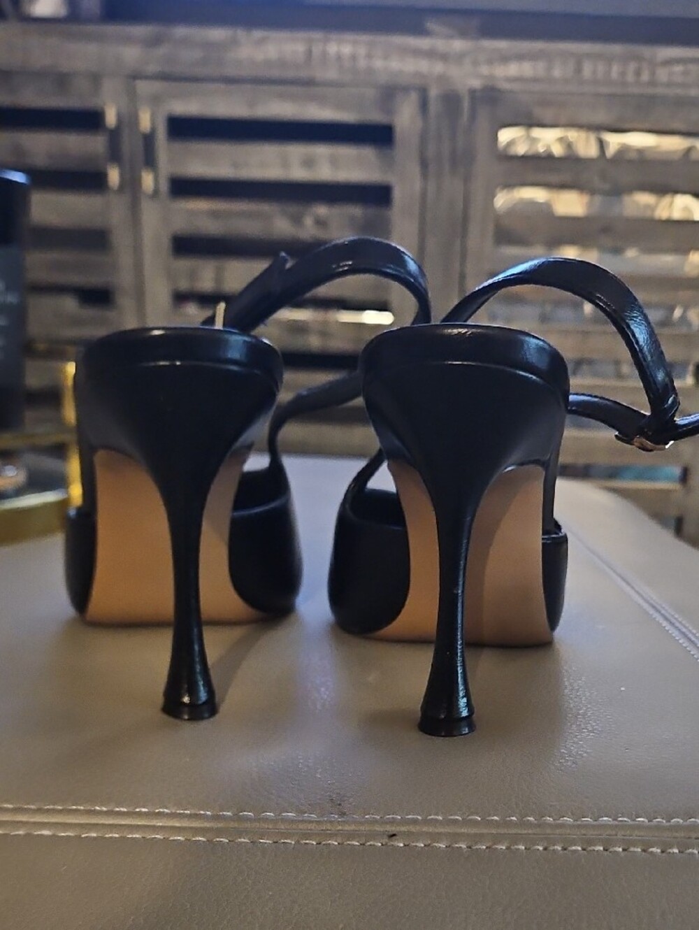 Steve Madden Black Pointed Slingback Stiletto Heels - Picture 2 of 5